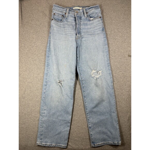 Levi's Jeans‎ 26 Premium Ribcage Straight Ankle Button Fly Light Wash High Rise - Picture 1 of 7